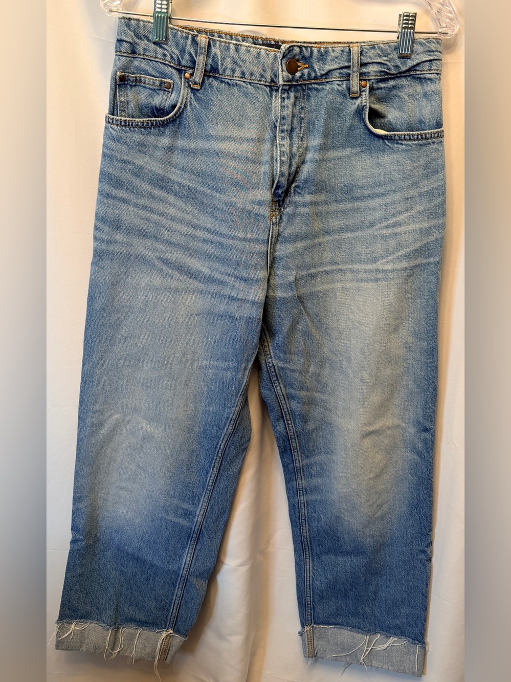 Boden Jeans Women’s Size 8 Light Wash Blue Straight Leg Jeans Cuffed 27” Inseam